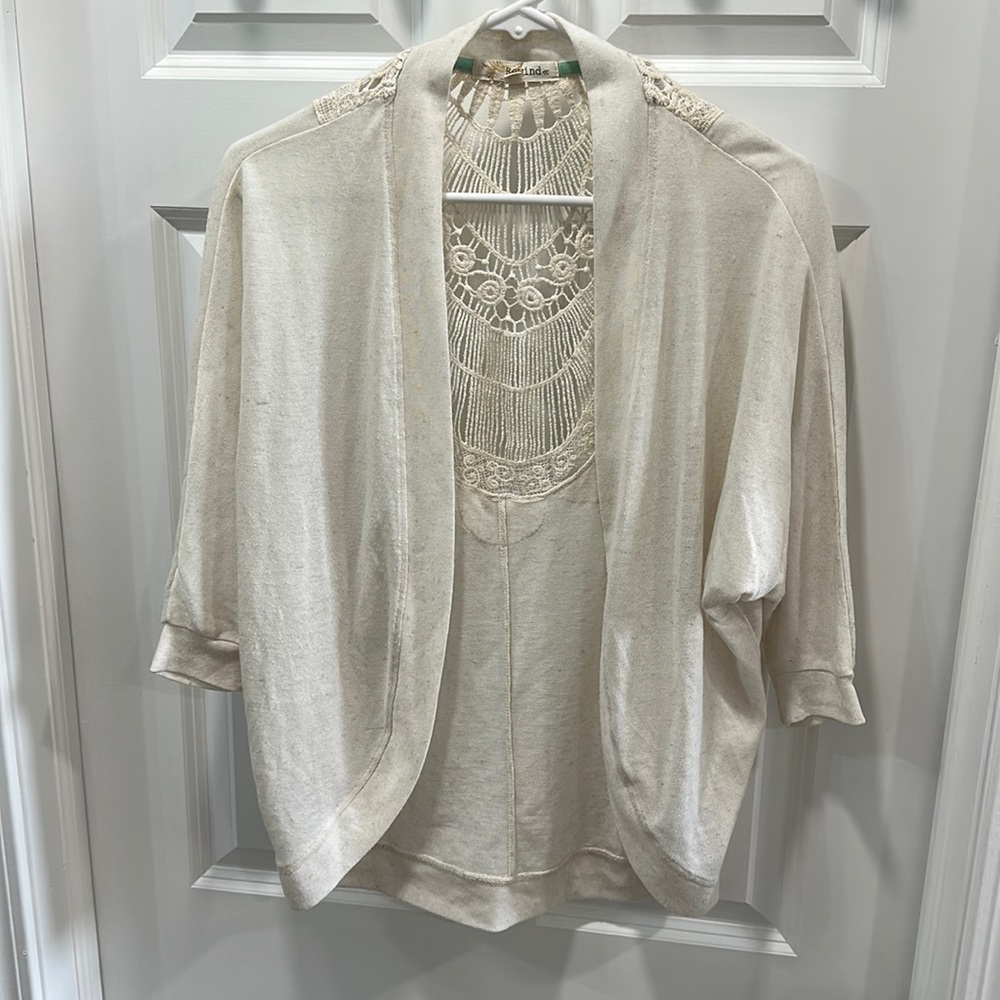 Rewind Off-White Swoop Sweater/Cardigan with Knitting Detail